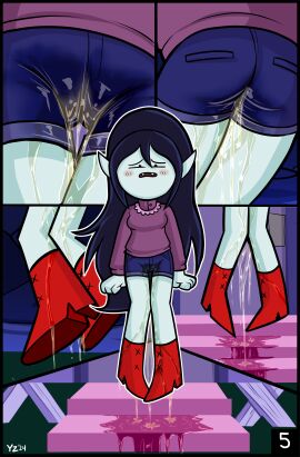 adventure_time ass bladder blush boots close-up close_up comic_page embarrassed female goth_panties have_to_pee inside_view lingerie marceline night omorashi panties peeing peeing_on_stairs peeing_self purple_panties pussy sad stairs urinating urinating_female urination urine urine_on_ground urine_on_legs urine_pool urine_puddle urine_stream wetting wetting_self yellowzonemx