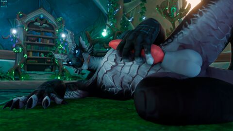 3d anthro balls blizzard_entertainment claws digital_media_(artwork) dracthyr dracthyr_male dragon european_mythology genitals hi_res horn looking_at_viewer male male_only mythological_creature mythological_scalie mythology nude penis ridelag_(toxik_enzis) scales scalie solo solo_male tail text toxik_enzis warcraft western_dragon white_body world_of_warcraft