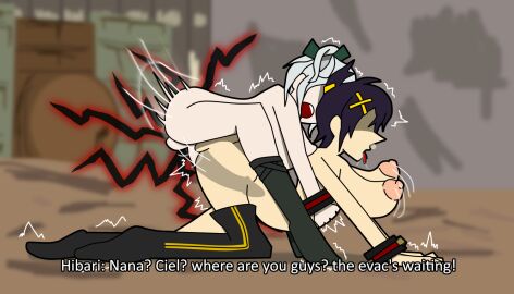 all_fours black_hair breasts butt_ripples ciel_alencon crash2262 dialogue faceless faceless_female faceless_futa fast_thrusts female futa_on_female futanari game_mechanics god_eater god_eater_2:_rage_burst hair_ribbon hairclip hugging_partner intersex kouzuki_nana mounted mounting naked_footwear naked_socks naked_stockings nana_kozuki outdoors pale-skinned_futa pale_skin perching_position public_sex rough_sex saliva saliva_drip self_upload silver_hair snot snot_bubble stealth_sex swinging_breasts tagme tongue white_hair