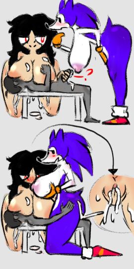 1boy 2girls anon anonymous_male ass breast_feeding breast_sucking breastfeeding breastfeeding_during_sex breasts cum cum_in_ass cum_inside female gloves hedgehog hedgehog_girl male needlemouse_(character) needlemouse_(series) orange_gloves sarah_henderson_(needlemouse) sex shoes smaller_male sonic.exe sonic.exe_(series) sonic_(series) tiimooner