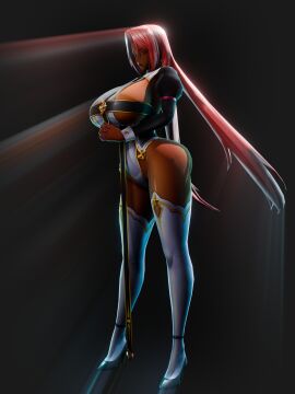 3d blender_(medium) breasts dark-skinned_female dark_skin female highres huge_breasts ingrid_(taimanin_asagi) long_hair solo taimanin_(series) taimanin_murasaki