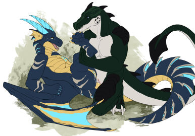 absurd_res animal_genitalia anthro beyn bodily_fluids claws cum dragon duo erection feet genital_fluids genital_slit genitals green_body green_scales hi_res horn lizard lying male male/male male_penetrating membrane_(anatomy) membranous_wings mordorinka mythological_creature mythological_scalie mythology nude open_mouth penetration penis reptile scales scalie sex simple_background tongue wings zibekable