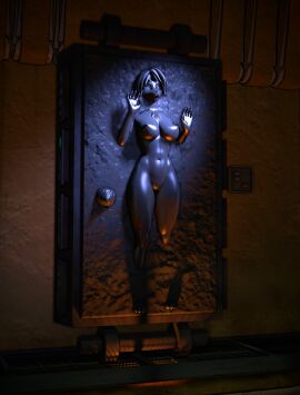 3d anthro bound breasts carbonite encasement female frozen furry krystal nintendo nipples nude petrification sfmcarbonfreezer solo source_filmmaker star_fox star_wars