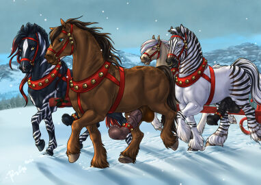 accessory animal_genitalia animal_penis balls black_balls black_body black_fur black_mane black_markings black_penis black_stripes blue_eyes blue_mane brown_balls brown_body brown_eyes brown_fur brown_mane brown_penis cedar_(krummivisur) chiara_(attention_horse) cock_ring day dolero equid equine equine_genitalia equine_penis facial_piercing feral flared_penis fur genitals group harness hi_res horse jewelry male male_feral mammal mane markings medial_ring mouth_closed multicolored_mane nose_piercing nose_ring open_mouth outside penis penis_accessory penis_jewelry piercing pink_eyes purple_mane red_harness red_mane ring_piercing rufciu septum_piercing septum_ring snow snowing striped_legs stripes tan_body tan_fur white_body white_fur white_mane white_markings white_stripes yellow_eyes zebra