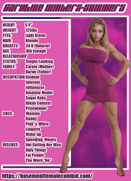 3d basement_wrestling_league big_breasts black_lingerie blonde-haired_female blonde_hair breasts caroline_summers entropy entropy_(artist) female fit fit_female huge_breasts lingerie milf profile_picture