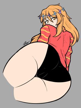 1girls ass ass_bigger_than_head ass_focus big_ass big_thighs black_panties cameltoe el_diario_de_jonathan female female_only hair_ornament looking_at_viewer orange_eyes orange_hair paris_(eddj) petina petoart pose posing posing_for_the_viewer pussy solo solo_female sweat sweater thick thick_ass thick_legs thick_thighs thighs