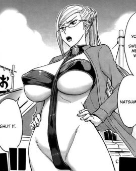 1girls beach big_breasts breasts exhibitionism female gigantic_breasts glasses hair_bun huge_breasts inomaru magicalize milf orikawa_natsume solo solo_focus swimsuit swimwear