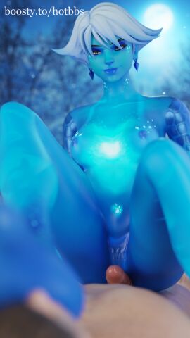 1boy 1girls 3d alternate_costume blender blue_body blue_nipples blue_skin earrings female foot_on_chest grinding_on_penis male moon outdoors overwatch overwatch_2 penis rime_sombra scales shiny_skin sombra white_hair winter_wonderland_series zina1chan