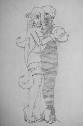 2girls ballet_boots ballet_heels bondage bound breasts cynthia_(pokemon) female female_only femsub gag gardevoir high_heels human humanoid multiple_females multiple_girls playing_with_breasts pokemon pokemon_(species) pokémon_(species) raver1357 rope skirt traditional_media traditional_media_(artwork) wrapped