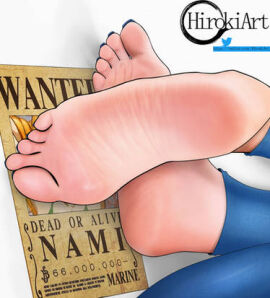 2d feet female female_only foot_fetish foot_focus full_color fully_clothed hiroki_(hirokiart) nami_(one_piece) no_penetration one_piece post-timeskip solo solo_female tagme text wanted_poster