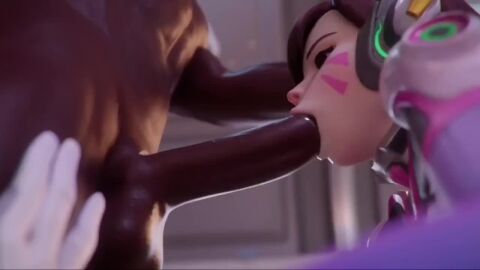 cum_in_mouth cum_inside cumming_while_penetrating d.va_(overwatch_2_suit) deepthroat endless_orgasm liquid_inflation overwatch pumping_cum tagme video
