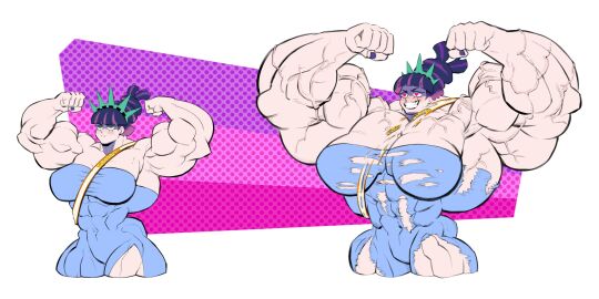 1girls big_muscles extreme_muscles female flexing justgoodnotgr8_(artist) muscle_growth muscles muscular muscular_female nipple_bulge panty_&_stocking_with_garterbelt ripped_clothing stocking_anarchy veins