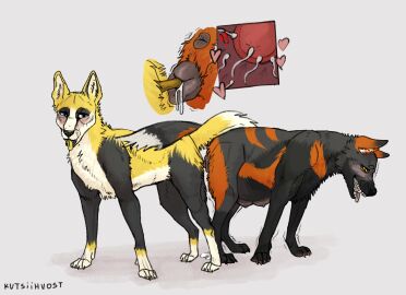 animal_genitalia animal_pussy anus ass_to_ass black_body black_claws black_fur black_nose blue_eyes blush bodily_fluids breath canid canine canine_genitalia canine_pussy canis claws close-up cum cum_drip cum_from_pussy cum_in_pussy cum_inside cum_on_ground cutaway dipstick_tail dripping duo exclamation_point fangs female female_penetrated feral feral_on_feral feral_penetrated feral_penetrating feral_penetrating_feral fur genital_fluids genitals grey_claws half-closed_eyes heart_symbol hi_res impregnation knot_root knotting knotting_position kutsiihvost looking_down looking_pleasured male male/female male_penetrating male_penetrating_female mammal markings multi_nipple multicolored_body multicolored_fur narrowed_eyes nipples open_mouth orange_body orange_eyes orange_fur ovum panting penetration penile penile_penetration penis penis_in_pussy pregnant pregnant_female pregnant_feral pregnant_sex pussy sex shaking side_view signature simple_background sperm_cell striped_body striped_fur stripes tail tail_markings teeth toe_claws tongue tongue_out tremble_spikes trembling vaginal_knotting vaginal_penetration white_background white_body white_fur white_tail_tip wolf yellow_body yellow_fur yellow_tongue