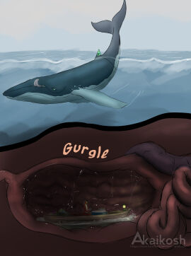 2024 absurd_res akaikosh ambiguous_gender ambiguous_pred ambiguous_prey anthro anthro_prey ardi_(darthardios) artist_name baleen_whale birthday_cake boat bodily_fluids cake cetacean clothing dessert duo extreme_size_difference feral feral_pred food fully_inside green_eyes grey_body guts hat headgear headwear hi_res humpback_whale internal intestines lamp lantern larger_ambiguous larger_feral larger_pred male male_(lore) mammal marine object_vore onomatopoeia oral_vore organs party_hat red_body red_scales scales scalie sea size_difference smaller_ambiguous smaller_anthro smaller_prey soft_vore sound_effects stomach stomach_acid text tongue tongue_out url vehicle vore water watercraft watermark whale