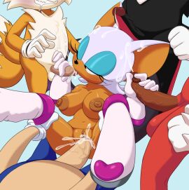 4boys 4boys1girl bat bat_humanoid cum cum_in_pussy cum_inside echidna echidna_humanoid faceless_character faceless_characters faceless_male faceless_males female footwear four-pundo fox fox_humanoid group handwear handwear_and_footwear_only hedgehog hedgehog_boy hedgehog_humanoid knuckles_the_echidna male miles_tails_prower one_eye_closed precum precum_on_head precum_string rouge_the_bat shadow_the_hedgehog sonic_(series) sonic_adventure_2 sonic_the_hedgehog sonic_the_hedgehog_(series) stroking_cock stroking_penis sucking_penis tails_the_fox