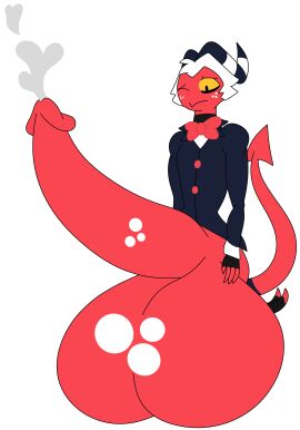 absurd_res alpha_channel anthro armwear balls big_balls big_penis bodily_fluids bow_tie clothed clothing cum cum_drip cumshot demon demon_humanoid dripping ejaculation embarrassed erection fingerless_gloves freckled_balls freckled_face freckled_penis freckles genital_fluids genitals gloves hair handwear helluva_boss hi_res horn huge_balls huge_cock humanoid hyper hyper_balls hyper_genitalia hyper_penis imp kneeling legwear looking_down male mandro22 messy moxxie_(helluva_boss) mythological_creature mythology neckwear penis png_file red_body simple_background sitting_on_leg solo spade_tail stockings suit sweater tail toeless_legwear toeless_stockings topwear transparent_background turtleneck white_hair