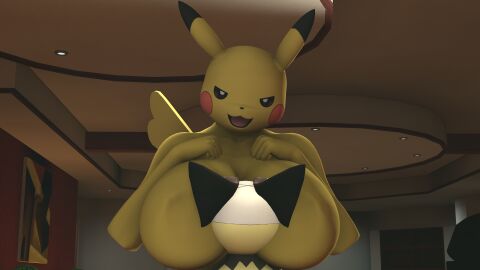 3d breast_smother breasts dnrud12 female nintendo pichu pikachu pokemon pokemon_(species) pokémon_(species)