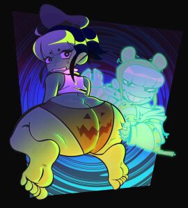 2girls embarrassed ghost_girl panties pattern_underwear pumpkin toastietv