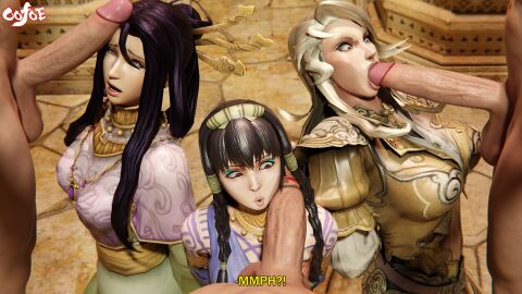 3boys 3d 3d_(artwork) 3girls alternate_version_available angry asura's_wrath big_breasts big_penis black_hair blender blender_(artwork) blender_(software) blender_cycles blonde_hair blowjob bound_arms breasts brown_hair clothed clothed_female cock_shock durga_(asura's_wrath) english english_text fellatio female forced_oral gold_eyes golden_eyes hands_behind_back huge_cock imminent_rape large_breasts large_penis male milf mithra_(asura's_wrath) mother_and_daughter multiple_boys multiple_girls olga_(asura's_wrath) oofoe penis penis_awe purple_eyes self_upload straight subtitled sudden_insertion tattoo tattoos