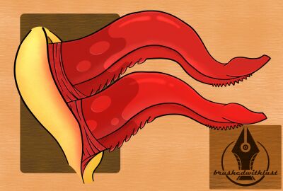 2_penises animal_genitalia animal_penis brown_background brushedwithlust diphallia diphallism disembodied_penis dragon genitals hemipenes hi_res male male_only multi_genitalia multi_penis mythological_creature mythological_scalie mythology penis red_penis ribbed_penis scales scalie signature simple_background slit solo wet wet_penis yellow_body yellow_scales