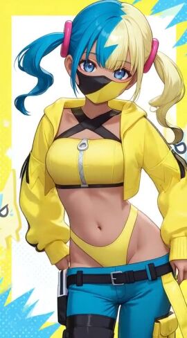 ai-created animated bare_shoulders belt bikini black_belt black_mask blonde_hair blue_eyes blue_hair blue_nails blue_pants breasts buckle canari_(pokemon) cleavage clothes_pull clothing cowboy_shot criss-cross_halter crop_top cropped_jacket dark-skinned_female dark_skin denim detached_sleeves female gluteal_fold gyaru h264_(codec) hair_ornament halter_top halterneck hand_up hands_on_hips hands_on_own_hips highleg highleg_bikini highleg_swimsuit hood hooded_jacket jacket jeans light_blue_hair long_hair long_sleeves looking_at_viewer makeup mask medium_breasts midriff mouth_mask mp4 multicolored_hair nail_polish navel no_audio open_clothes open_jacket pants pants_pull pantsu pokemon pokemon_(game) pokemon_character pokemon_legends:_z-a portrait shirt sleeves_past_wrists solo split-color_hair standing stomach stripper swimsuit tagme tanned thigh_gap thigh_strap thighs tied_hair twintails two-tone_hair underwear undressing video yellow_bikini yellow_jacket yellow_nails yellow_panties yellow_pants yellow_shirt yellow_swimsuit yellow_underwear zipper zipper_pull_tab