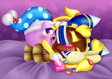 2boys blush cum dick kirby_(series) magolor male marx marx_(kirby) penis vibrator_on_penis