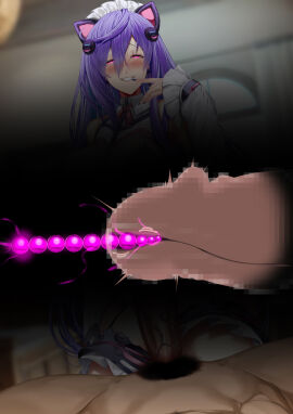 1boy 1girls absurd_res blush censored female glowing_eyes goddess highres ill_(0022) iris_heart light_skin male male_urethral_insertion neptunia_(series) open_clothes penile_urethral_insertion penis pink_eyes plutia pov pubic_hair purple_hair sex_toy smile teeth urethral urethral_insertion urethral_penetration very_long_hair x-ray