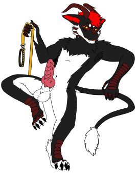 animal_genitalia anthro balls collar furry_sheath genitals hakanthevernid hi_res knot knotted_penis leaning leaning_backward leash leashed_collar male penis sheath smug_face smug_grin solo spencerthetiger vernid