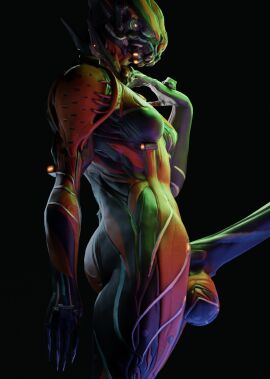 3d ass balls big_balls big_penis black_background breasts close-up digital_extremes female futanari genitals herm hi_res huge_cock humanoid intersex muscular penis side_view simple_background solo tencent thick_thighs thorius valkyr_(warframe) warframe warframe_(species)
