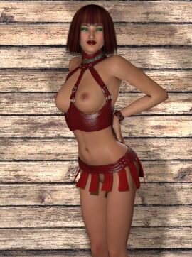 1girls 3d brown_hair female horpheu nipple_rings original