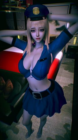 1girls 3d 4k bedroom big_breasts biting_lip blonde_hair blue_eyes breasts chromatic_aberration crashbanditkut cute cute_face eyebrow_piercing eyebrows feet female female_focus full_body hair hands_behind_head hi_res high_resolution highres house light-skinned_female light_skin lips lipstick long_hair looking_at_viewer navel navel_piercing nose_piercing original original_character piercing police police_hat police_officer police_uniform policewoman septum_piercing skirt solo virt-a-mate virtamate