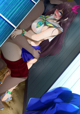 1boy a-chan_(hololive) ahe_gao bikini blue_eyes blue_skirt blush breasts brown_hair dark-skinned_male dark_skin female female_orgasm fumihiko_(pixiv2658856) hair_flaps hair_ornament highres hololive hololive_gen_0 hololive_japan hololive_staff large_breasts long_hair male md5_mismatch official_alternate_costume orgasm pool-skirt pool_skirt pussy red_shorts sailor_collar sex shorts skirt star_(symbol) star_hair_ornament sweat swimsuit tokino_sora tokino_sora_(hololive_summer_2019) trembling vaginal_penetration very_long_hair very_sweaty virtual_youtuber