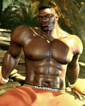 1boy 1human 3d 3d_model aviator_sunglasses bara capcom dark-skinned_male dark_skin dee_jay male male_focus male_only melanin muscles muscular muscular_chest muscular_male oirandrive shirt_open solo solo_male street_fighter street_fighter_6 sweaty sweaty_body yaoi
