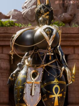 1girls 3d anubis big_breasts furry_ghosty huge_breasts thick_thighs