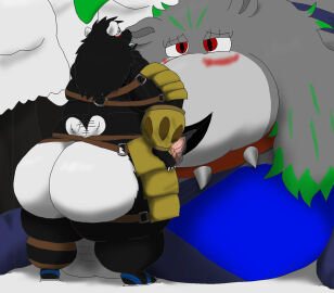 alligator alligatorid alythewolfcat anna_the_love_pet armor ass balls bear big_ass big_balls big_breasts big_butt big_penis black_body black_fur breasts collar crocodilian fellatio female fur genitals giant_panda gorix hi_res huge_ass huge_balls huge_breasts huge_butt huge_cock hybrid hyper hyper_balls hyper_breasts hyper_genitalia hyper_penis larger_female lips lucas_mcfist macro male male/female mammal oral overweight overweight_male penile penis reptile scalie sex size_difference snow solo spiked_collar spikes tail tail_motion tailwag thick_lips unconvincing_armor
