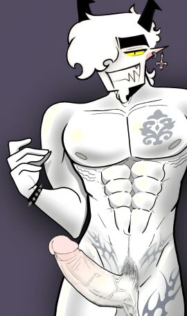 abs absurd_res alternative_fashion bovid bracelet caprine curled_hair ear_piercing ear_ring emo facial_hair foreskin genitals goat goatee hair hi_res horn humanoid jewelry male mammal muscular muscular_male pecs penis piercing pubes punk ring_piercing sammy_fendi solo tattoo uncircumcised unoriginal_character vein veiny_penis