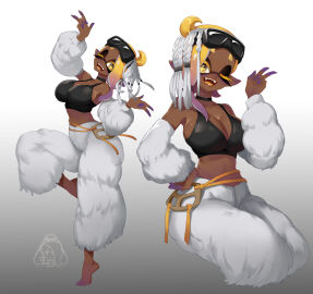 1girls barefoot breasts cleavage female frye_(splatoon) large_breasts little_blood looking_at_viewer nintendo one_eye_closed open_mouth sitting splatoon splatoon_(series) splatoon_3 tentacle_hair v wink yellow_eyes yellow_hair