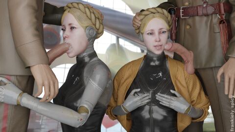 2boys 2girls 3d atomic_heart blender blonde-haired_female blonde_female blonde_hair blowjob blowjob_face blue_eyes breasts bukkake clothed clothed_female clothed_male clothed_male_clothed_female clothing cum cum_drip cum_in_mouth cum_on_body cum_on_breasts cum_on_face cumshot ekaterina_nechayeva face_fucking facial female female_focus frankiely_spicy grabbing grabbing_hair grabbing_head head_grab holster humanoid indoor indoors inside jacket leather leather_clothing leather_harness leather_straps left_(atomic_heart) leotard light-skinned_female light-skinned_male light_skin male metallic_body military military_clothing military_jacket military_uniform mundfish open_mouth pale-skinned_female pale-skinned_male pale_skin penis penis_out pistol plane right_(atomic_heart) right_to_left robot robot_girl robot_humanoid russian russian_female soviet sucking sucking_penis the_twins_(atomic_heart) tongue tongue_out uniform weapon