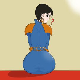 1girls ass bernice_summerfield big_ass black_hair crabla female latex_suit short_hair sitting