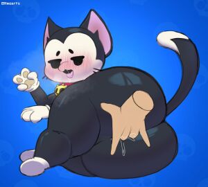 1boy 2024 anal anal_fingering anthro ass axoarts bell bell_collar big_ass big_butt black_body black_ears black_eyes black_fur black_tail blue_background blush blush_lines bodily_fluids brawl_stars clothing collar digital_media_(artwork) disembodied_hand domestic_cat duo felid feline felis fingering fur gesture gloves half-closed_eyes hand_gesture handwear hi_res human kit_(brawl_stars) looking_back looking_pleasured lying male male/male male_penetrated mammal multicolored_body multicolored_fur narrowed_eyes offscreen_character on_side penetration presenting presenting_hindquarters rear_view red_collar saliva saliva_string simple_background tail thick_thighs tongue tongue_out two-tone_body two-tone_fur two-tone_tail v_sign whiskers white_body white_clothing white_fur white_gloves white_handwear white_tail
