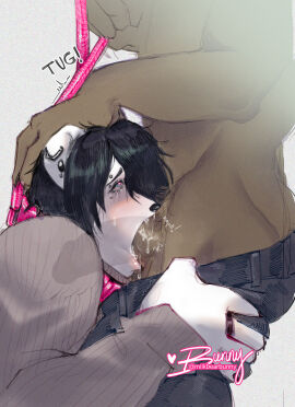 anthro bear big_penis bottomwear bottomwear_down bunny_(milkbearbunny) clothed clothing collar dominant dominant_male duo fellatio fur furry furry_only gay gay_male genitals grey_background hi_res humanoid_genitalia humanoid_penis leash leash_pull leashed_collar male male/male male_on_anthro mammal milkbearbunny mr_grizzby_(milkbearbunny) oral pants pants_down partially_clothed penile penis penis_in_mouth pushing_down sex simple_background submissive submissive_anthro submissive_male sweater topwear white_body white_fur yaoi