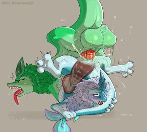 absurd_res balls big_balls big_penis blue_body blue_fur blush bodily_fluids bouncing_balls brother_(lore) brother_and_sister_(lore) cum cum_in_uterus cum_in_vagina cum_inside curling_toes disney dragon dripping drooling eastern_dragon excessive_vaginal_fluids eye_roll feet feral feral_on_feral feral_penetrated feral_penetrating from_behind_position fur genital_fluids genitals green_body green_fur hi_res holding_own_tail horn huge_balls huge_cock incest_(lore) internal internal_vaginal looking_pleasured mane motion_lines mythological_creature mythological_scalie mythology open_mouth penetration pengu_(ratld) penis perching_position raya_and_the_last_dragon saliva saliva_drip saliva_on_face saliva_string savourysausages scalie sex sibling_(lore) sister_(lore) sisu_(ratld) snarling stomach_bulge tongue tongue_out tremble_spikes uterus vaginal_fluids vaginal_penetration