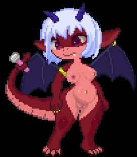 animated anthro bat_wings bloated claws digital_media_(artwork) ear_piercing ear_ring female genitals imp low_res membrane_(anatomy) membranous_wings navel navel_piercing nipple_piercing nipples piercing pixel_(artwork) pixel_animation pixel_art pussy ring_piercing solo sprite transparent_background vorochi wings