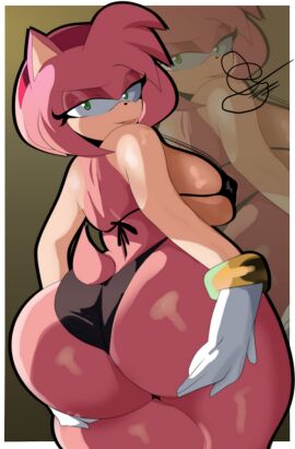 1girls 2025 amy_rose anthro ass_grab big_ass big_breasts black_bikini bubble_butt female female_only furry grabbing_own_ass oswaldm303 solo solo_female sonic_(series) sonic_the_hedgehog_(series) thick_thighs wide_hips