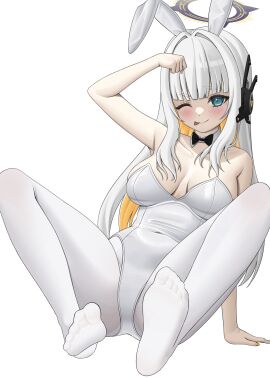 1girls 2d 2d_(artwork) alternate_costume blush bunny_ears bunnysuit eru_nabura fanart fanart_from_twitter feet female female_focus female_only front_view full_body grey_eyes halo high_resolution highres indie_virtual_youtuber latam_virtual_youtuber light-skinned_female light_skin long_hair looking_at_viewer nagamma one_eye_closed simple_background sitting slim_female smiling smiling_at_viewer solo solo_female solo_focus tight_clothing tongue tongue_out virtual_youtuber vtuber vtuberfanart white_background white_bunny_ears white_bunnysuit white_hair yellow_hair young younger_female
