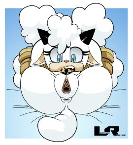 1girls 2d animal_ears animal_tail anthro anthro_female anus ass bell_collar blue_eyes bottomless breasts caprine clitoris completely_nude eyelashes female fingerless_gloves footwear fur furrowed_brow furry genitals hair hair_ornament hairband horns idw_comics idw_publishing lanolin_the_sheep leatherruffian legs_up long_hair looking_at_viewer looking_down lying lying_on_back mammal mobian mobian_(species) mobian_sheep naked naked_female naked_footwear nude nude_anthro nude_female open_mouth ponytail presenting_pussy pussy sega sheep sheep_girl sheep_horns solo sonic_(series) sonic_the_hedgehog_(comics) sonic_the_hedgehog_(idw) sonic_the_hedgehog_(series) spread_legs surprised tail teeth tied_hair vagina white_body white_fur white_hair wool_(fur)