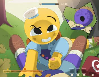 1boy ambiguous_gender animated bodily_fluids boots bottomwear boyscout clothing duo female first_person_view footwear frame_by_frame game_ui genital_fluids genitals grin handjob hat headgear headwear looking_at_viewer lying male male/ambiguous medkit n0nnny on_back outside peak_(videogame) penile penis plant precum scout_(peak) shirt shoes shorts smile socks topwear tree unconscious