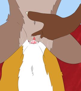 anthro bebo_(nmf_guy) bodily_fluids brown_body brown_fur canid canine canis cum cum_inside domestic_dog duo female fox fur genital_fluids genitals german_shepherd herding_dog hi_res male male/female mammal nmf_guy on_top_of_another pastoral_dog penetration penile penile_penetration penis penis_in_pussy penis_in_vagina pussy sex sex_on_bed spread_pussy spread_vulva spreading vaginal_penetration vulva yellow_body yellow_fur