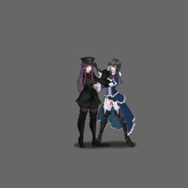 animated aradia_(night_of_revenge) night_of_revenge nude stomach_bulge two_girls