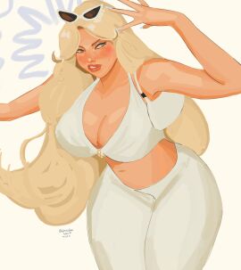 1female 1girls adult adult_female ass big_ass big_breasts blonde-haired_female blonde_female blonde_hair blonde_hair_female blue_eyes breasts cleavage_overflow daredva dat_ass emma_frost female female_focus female_only handbag hourglass_figure hourglass_figured_female huge_boobs huge_breasts large_breasts long_hair long_hair_female long_legs looking_at_viewer marvel marvel_comics milf mommy older_female seducing seduction seductive seductive_body seductive_eyes seductive_gaze seductive_look seductive_pose sunglasses sunglasses_on_head teasing teasing_viewer thick thick_ass thick_hips thick_legs thick_lips thick_thighs thunder_thighs thunderthighs white_clothing x-men